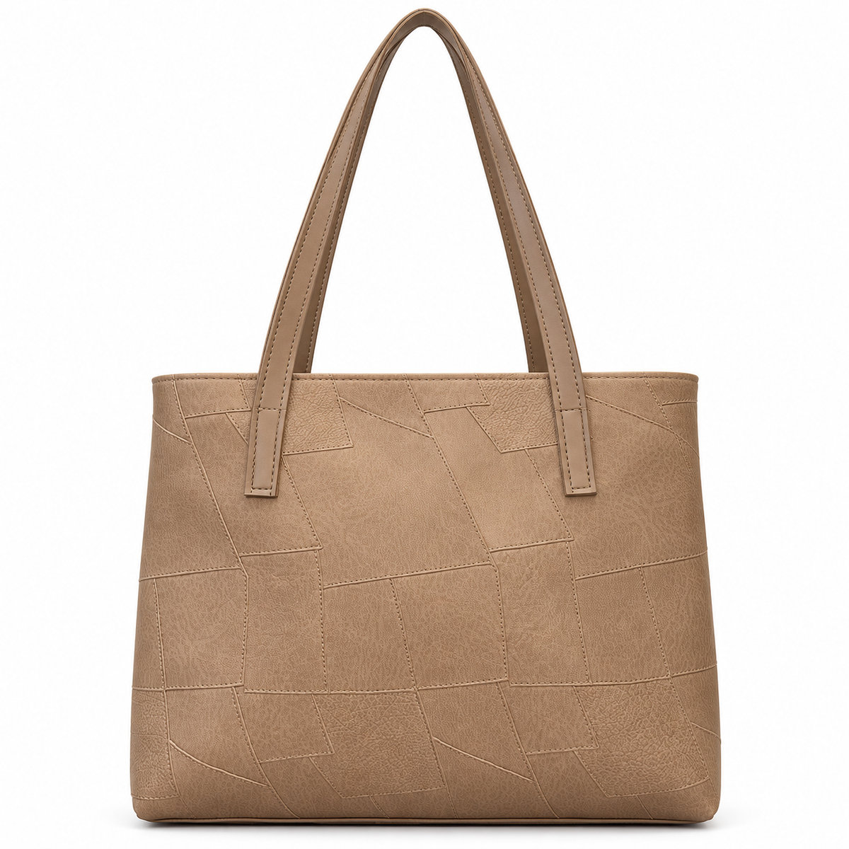 Geometric Patchwork Zip Tote Shoulder Bag
