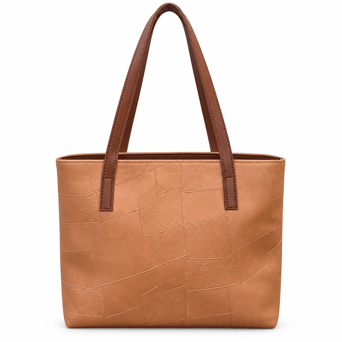 Geometric Patchwork Zip Tote Shoulder Bag