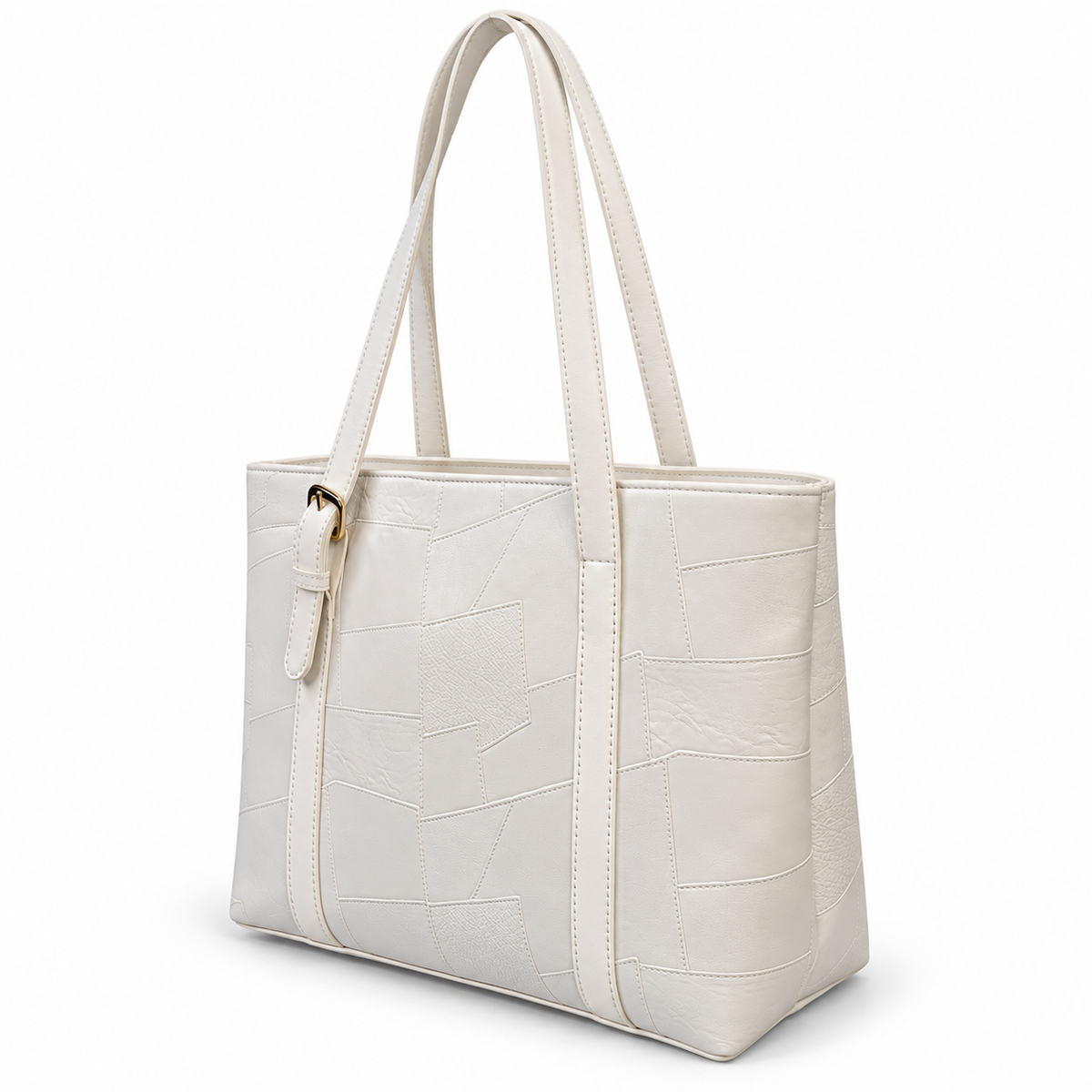 Geometric Patchwork Zip Tote Shoulder Bag
