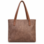 Geometric Patchwork Zip Tote Shoulder Bag