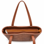 Geometric Patchwork Zip Tote Shoulder Bag