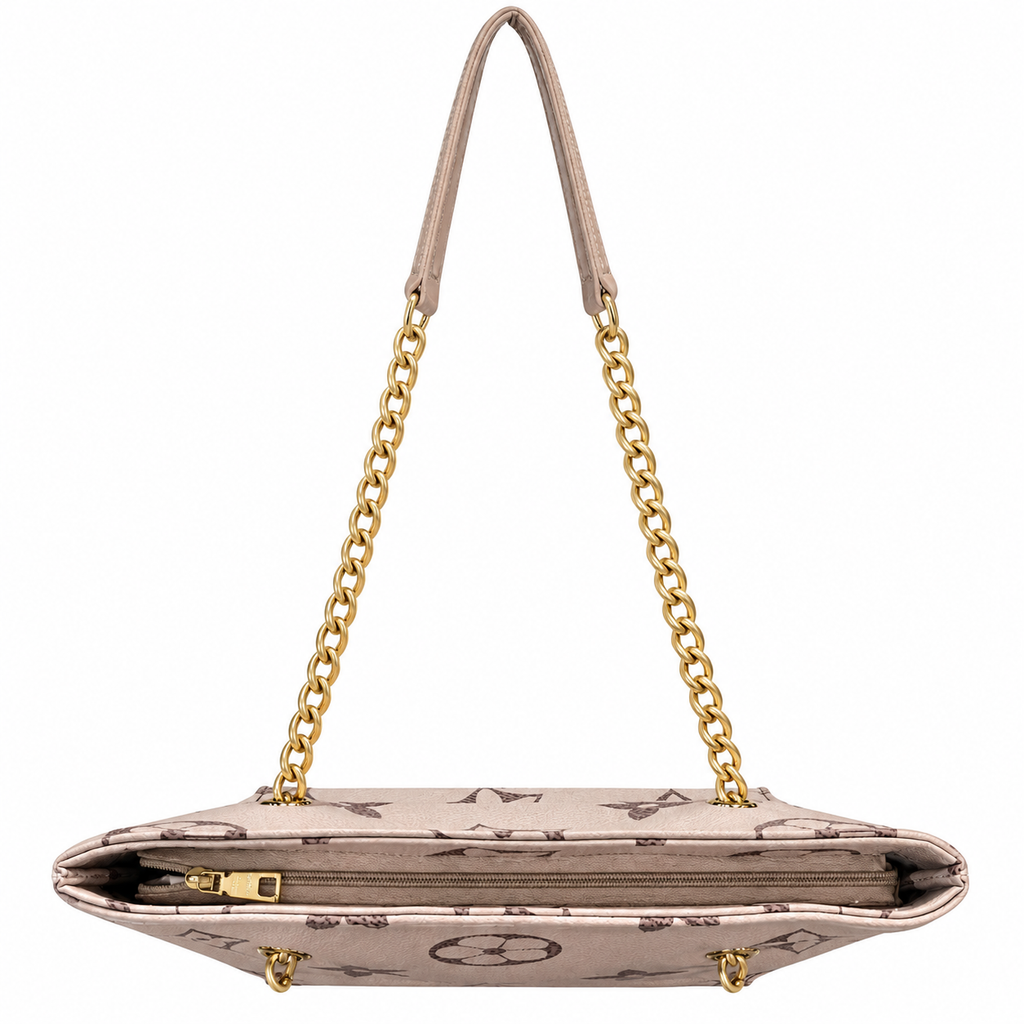 Floral Motif Chain Handle Tote Bag