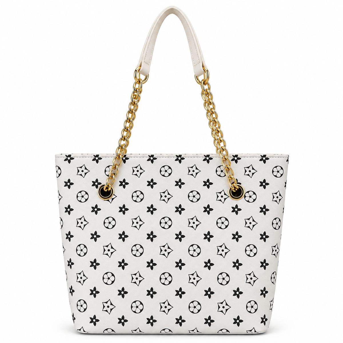 Floral Motif Chain Handle Tote Bag