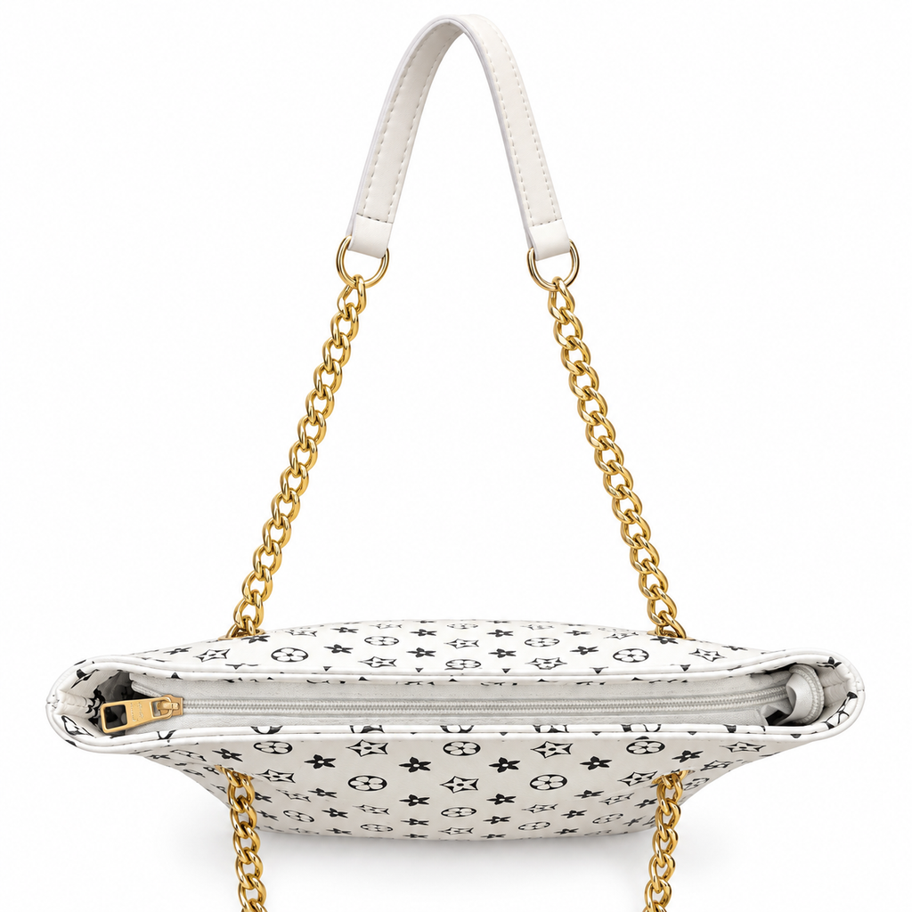 Floral Motif Chain Handle Tote Bag