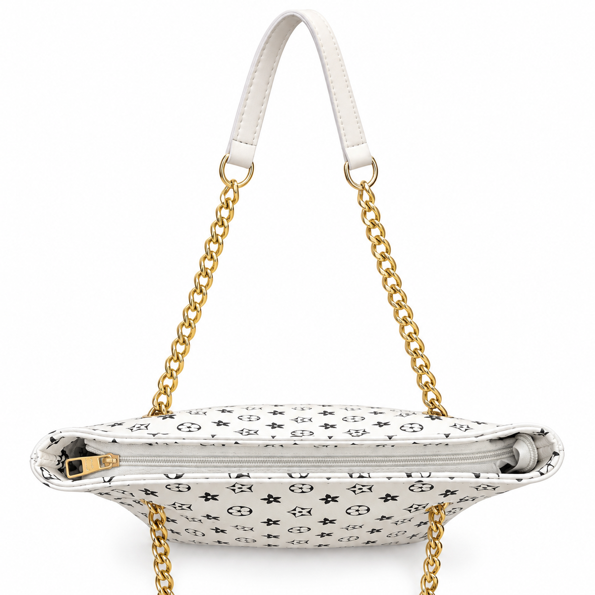 Floral Motif Chain Handle Tote Bag