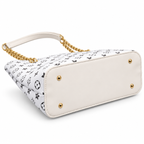 Floral Motif Chain Handle Tote Bag