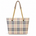 Check Pattern Chain Handle Tote Shoulder Bag