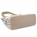 Check Pattern Chain Handle Tote Shoulder Bag