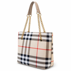 Check Pattern Chain Handle Tote Shoulder Bag