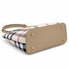 Check Pattern Chain Handle Tote Shoulder Bag