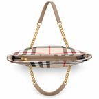 Check Pattern Chain Handle Tote Shoulder Bag