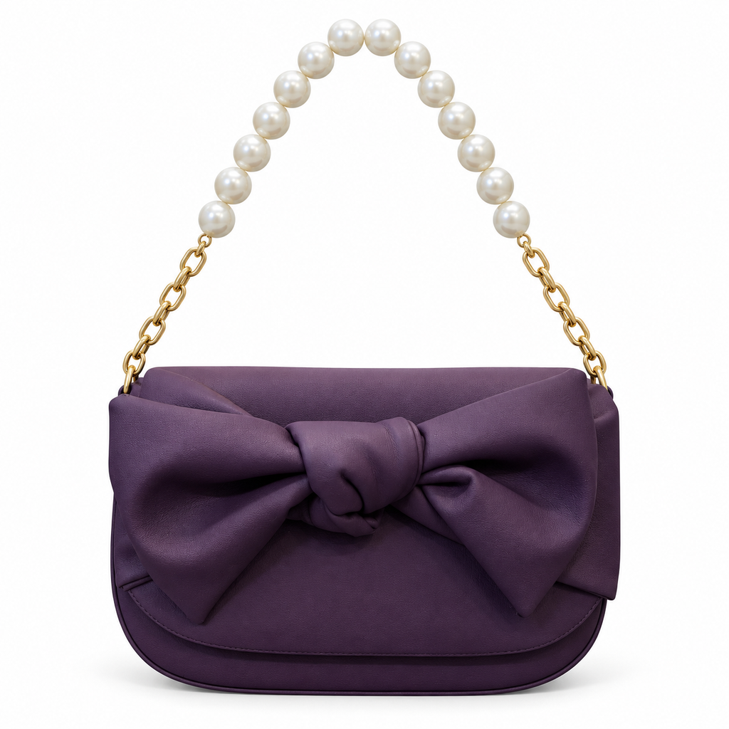 Bow Detail Pearl Chain Shoulder Bag