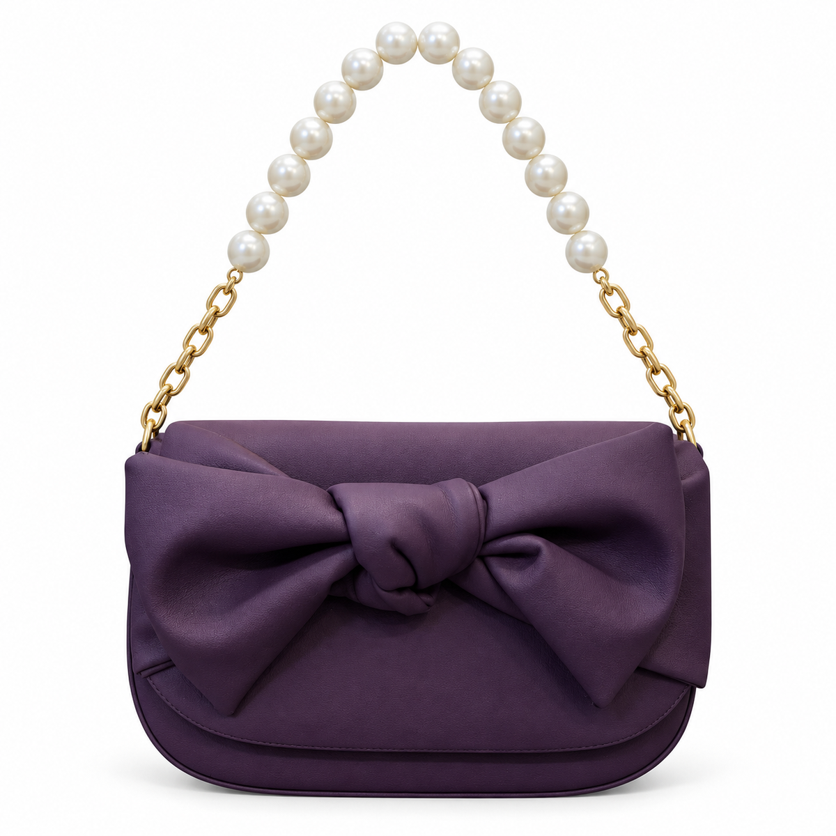 Bow Detail Pearl Chain Shoulder Bag
