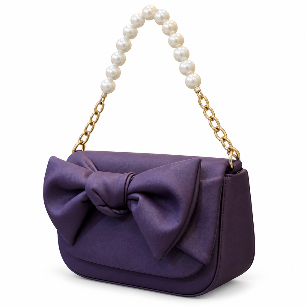 Bow Detail Pearl Chain Shoulder Bag