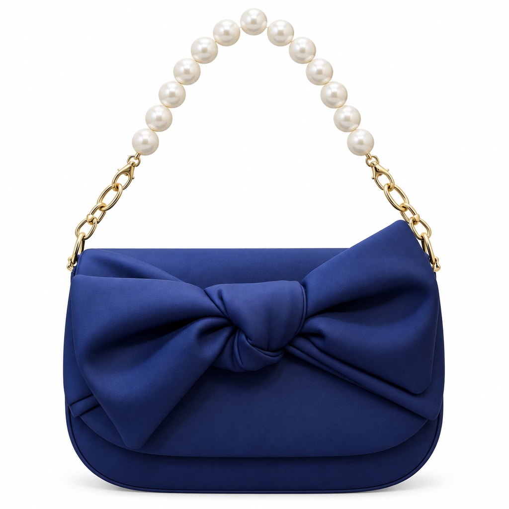 Bow Detail Pearl Chain Shoulder Bag