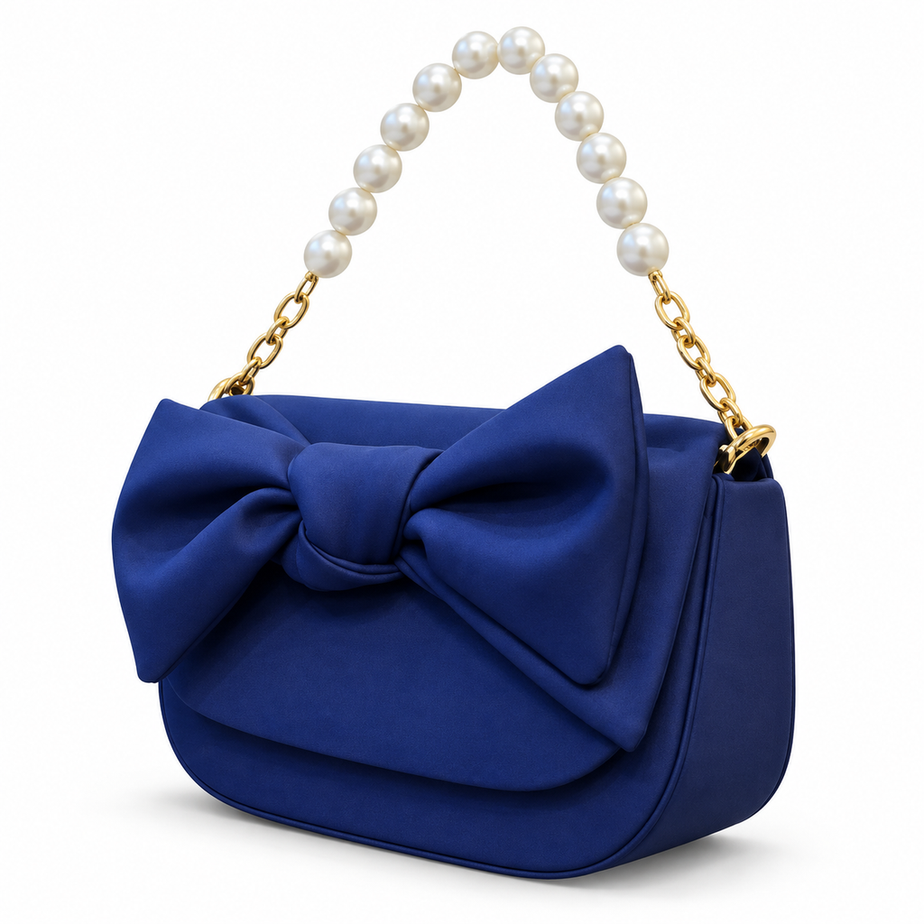 Bow Detail Pearl Chain Shoulder Bag