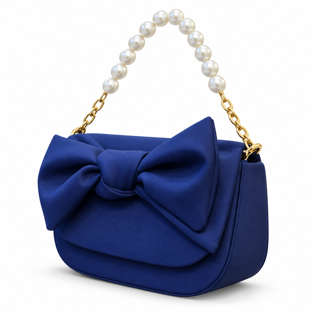 Bow Detail Pearl Chain Shoulder Bag