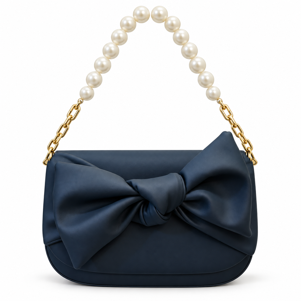 Bow Detail Pearl Chain Shoulder Bag