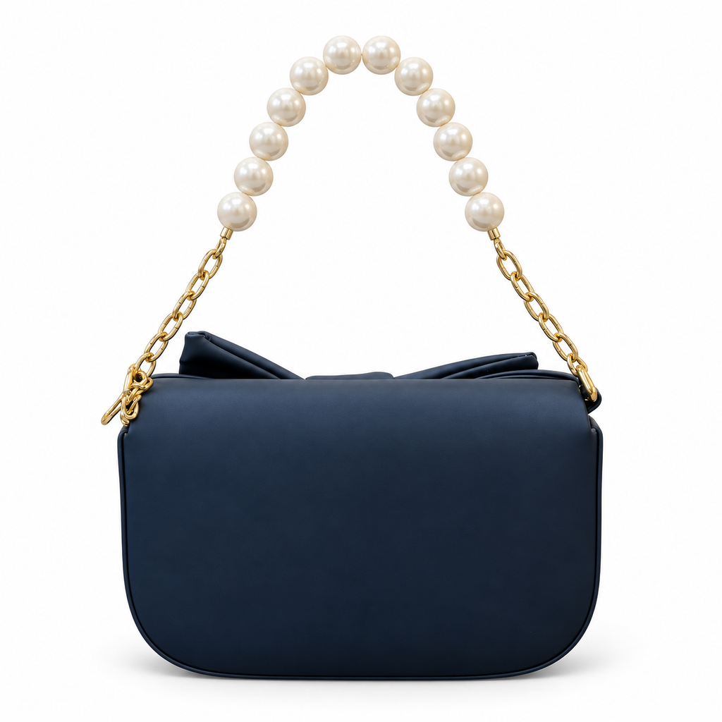 Bow Detail Pearl Chain Shoulder Bag
