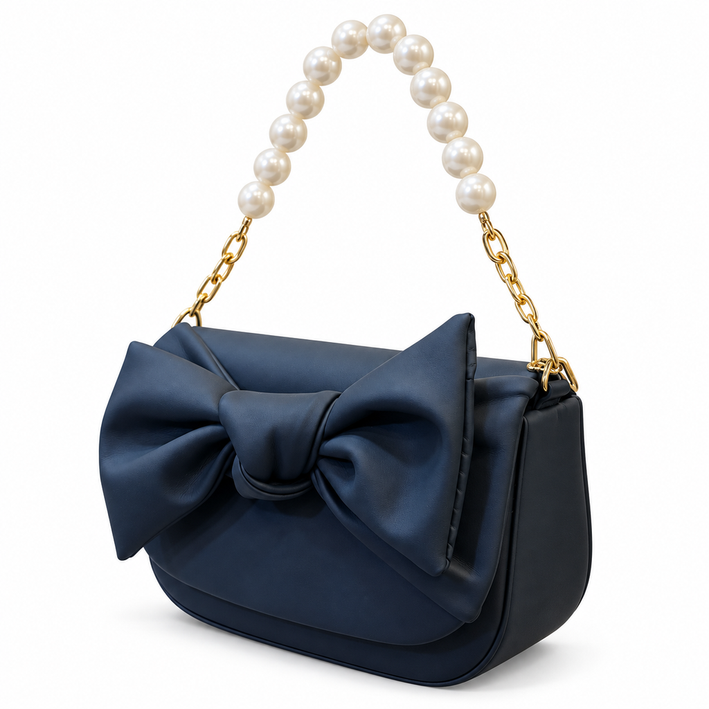 Bow Detail Pearl Chain Shoulder Bag