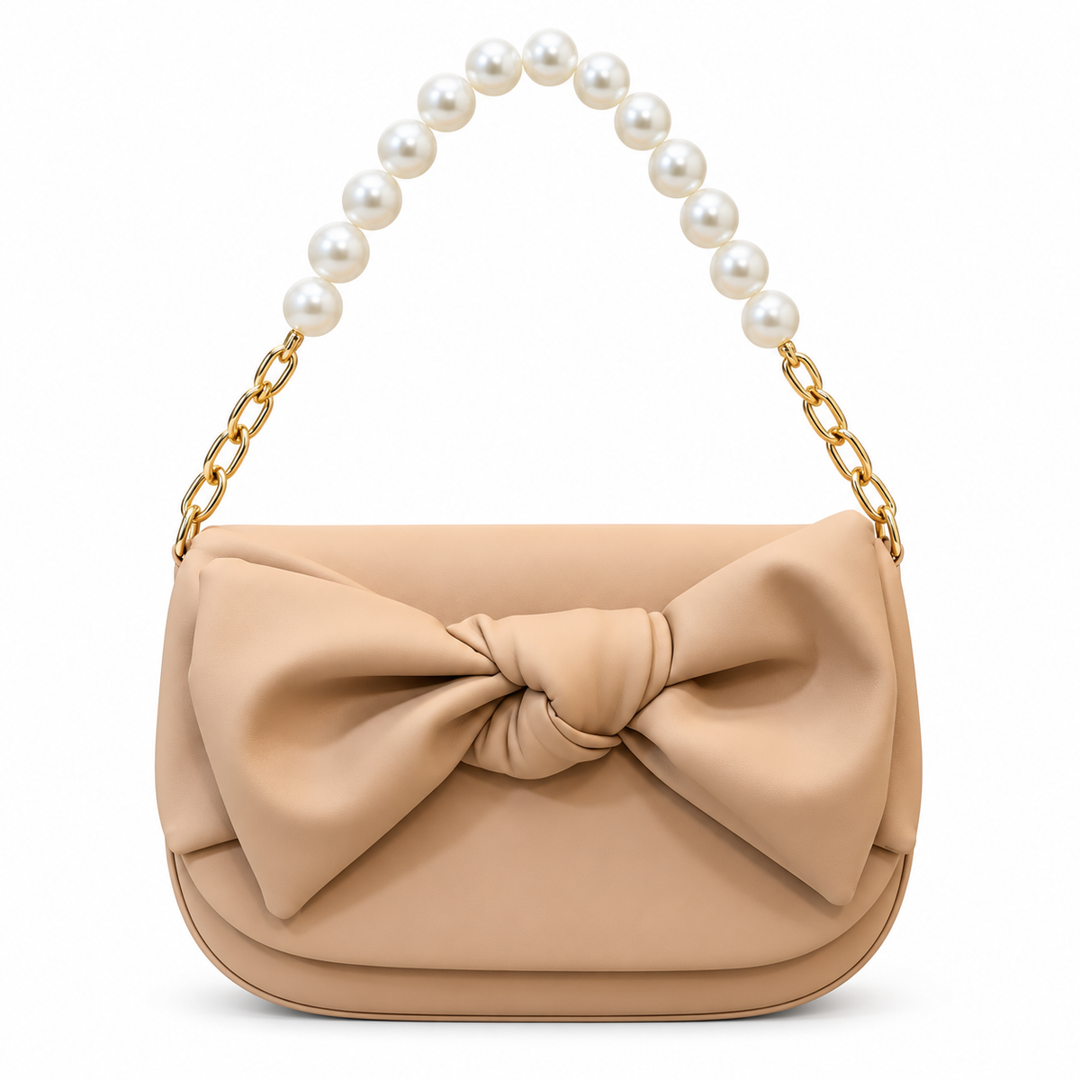Bow Detail Pearl Chain Shoulder Bag