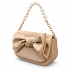 Bow Detail Pearl Chain Shoulder Bag