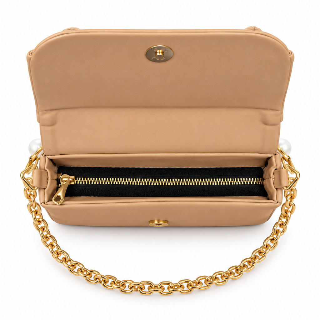 Bow Detail Pearl Chain Shoulder Bag