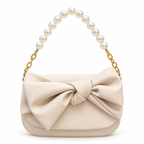 Bow Detail Pearl Chain Shoulder Bag