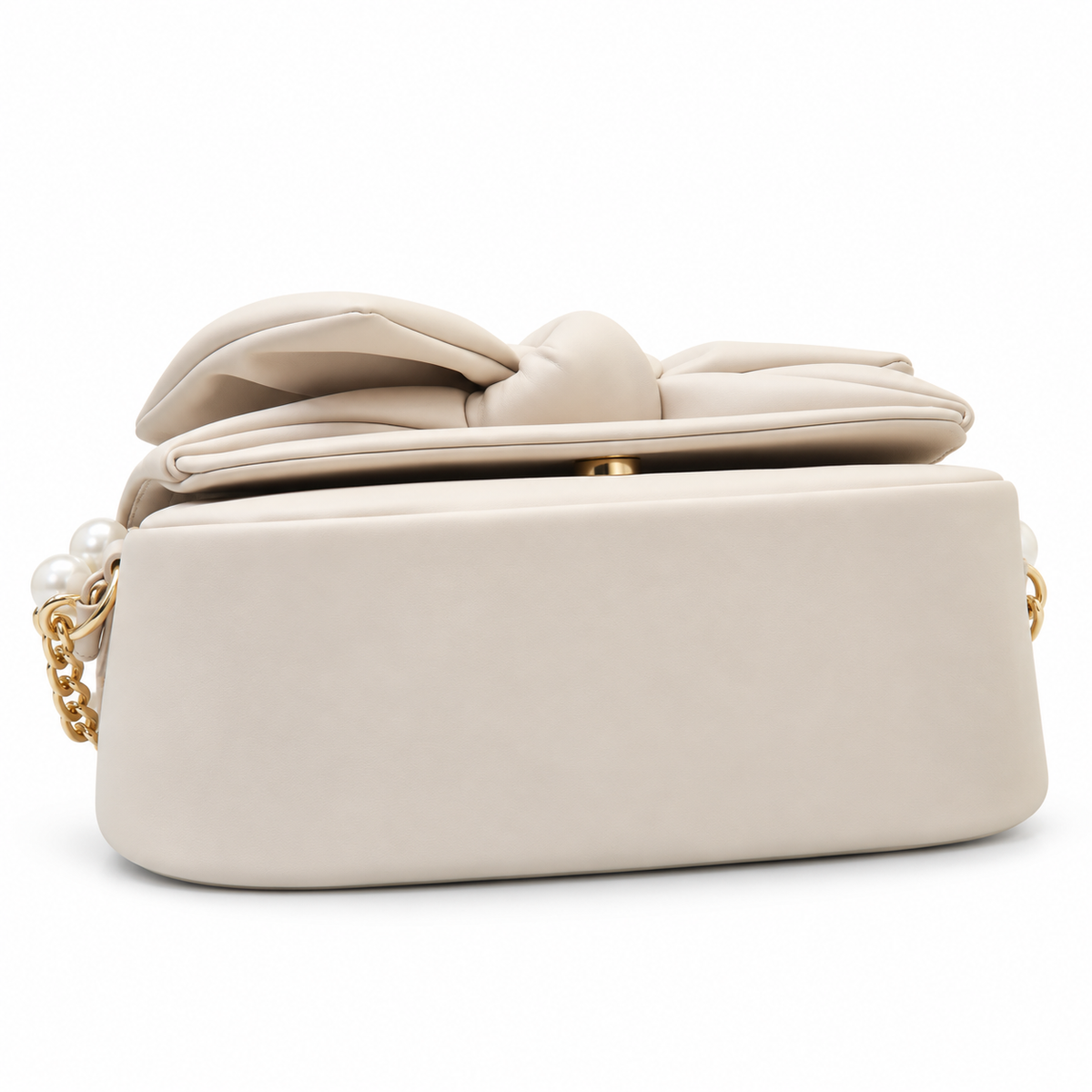 Bow Detail Pearl Chain Shoulder Bag