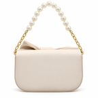 Bow Detail Pearl Chain Shoulder Bag
