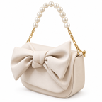 Bow Detail Pearl Chain Shoulder Bag