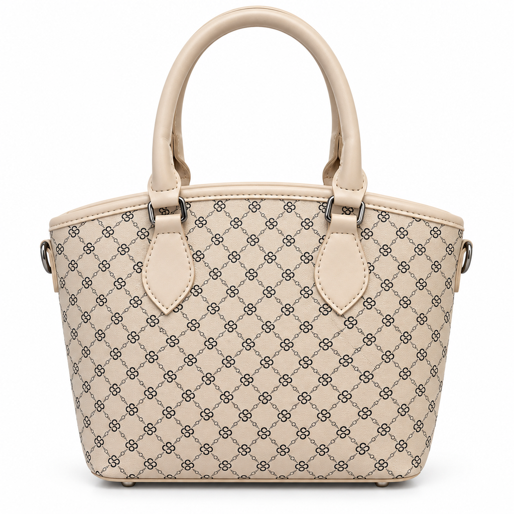 Geometric Monogram Print Top Handle Handbag