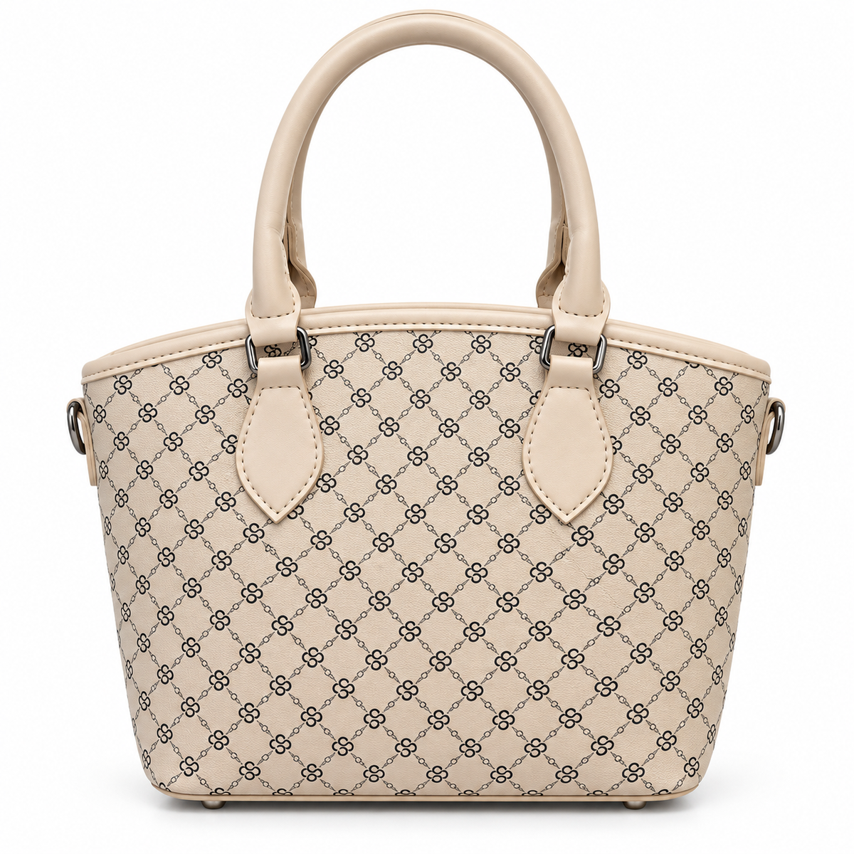 Geometric Monogram Print Top Handle Handbag