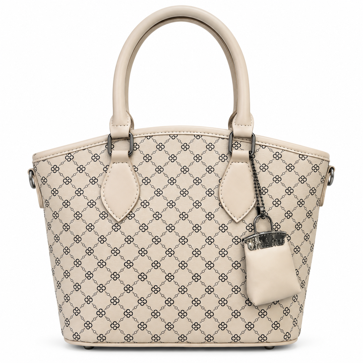 Geometric Monogram Print Top Handle Handbag