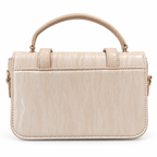 Textured Buckle Detail Satchel Handbag