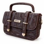 Textured Buckle Detail Satchel Handbag