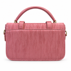 Textured Buckle Detail Satchel Handbag