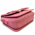 Textured Buckle Detail Satchel Handbag