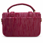 Textured Buckle Detail Satchel Handbag