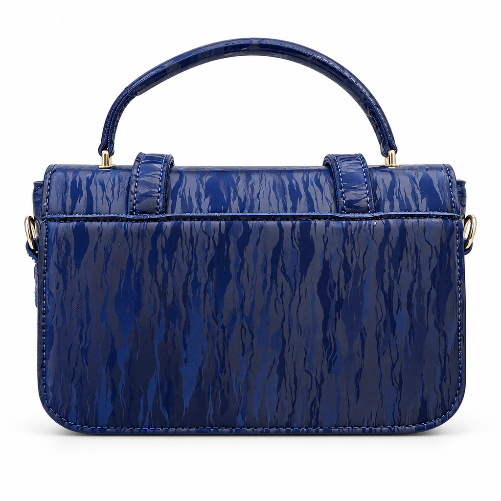 Textured Buckle Detail Satchel Handbag