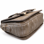 Textured Buckle Detail Satchel Handbag
