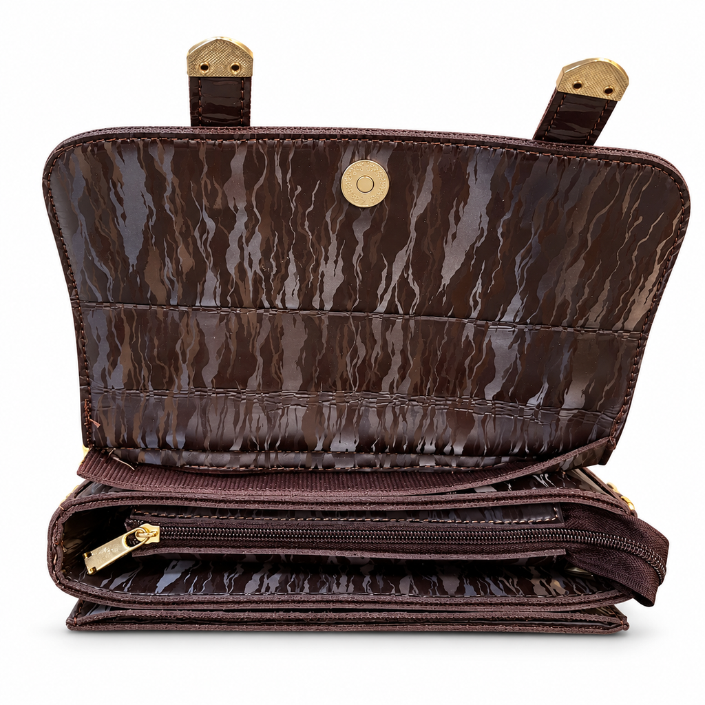 Textured Buckle Detail Satchel Handbag