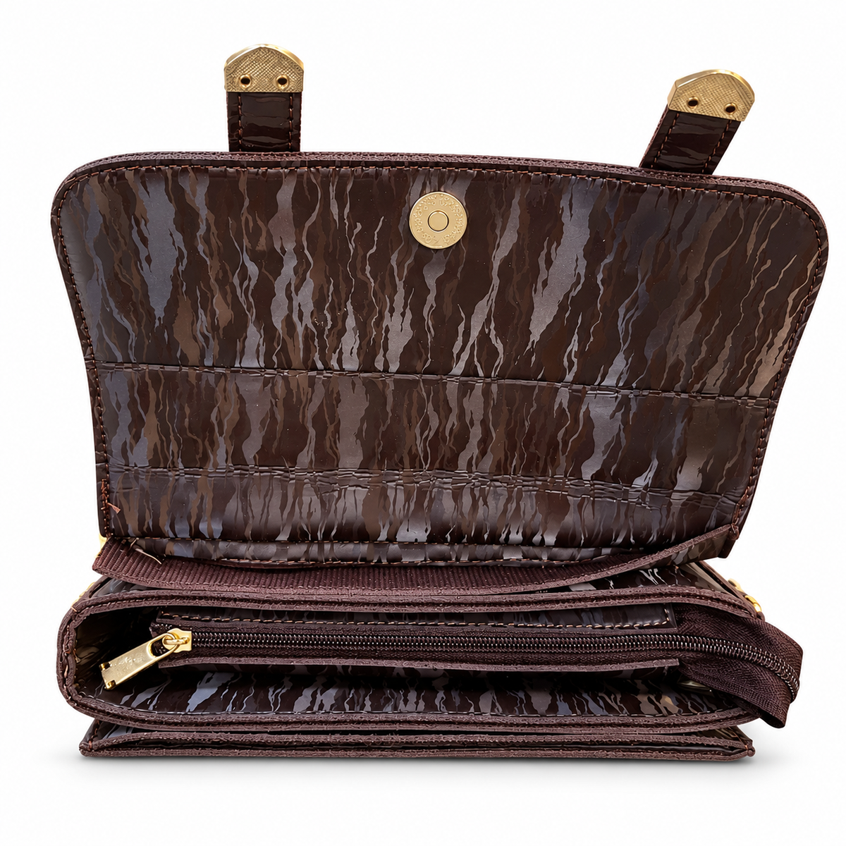 Textured Buckle Detail Satchel Handbag