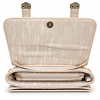 Textured Buckle Detail Satchel Handbag