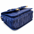 Textured Buckle Detail Satchel Handbag