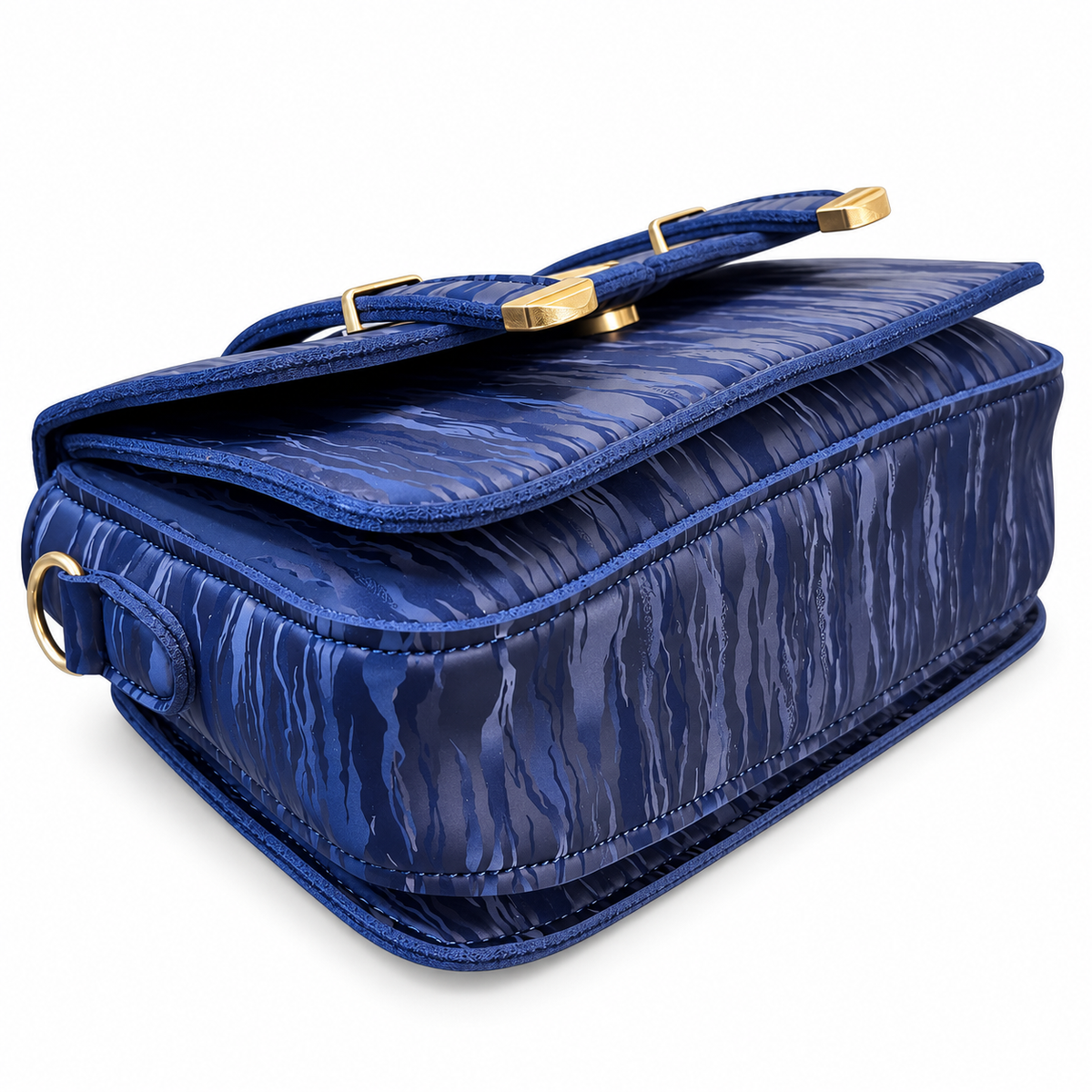 Textured Buckle Detail Satchel Handbag