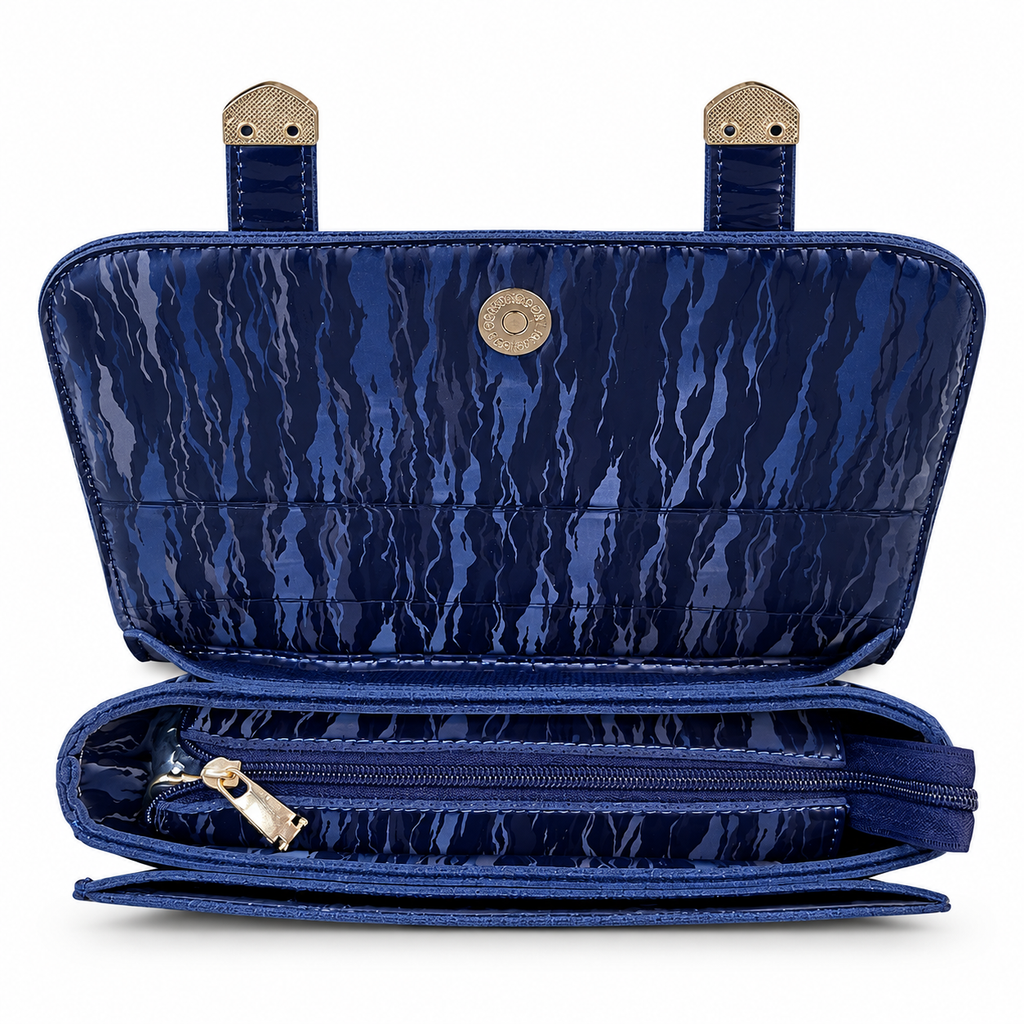 Textured Buckle Detail Satchel Handbag