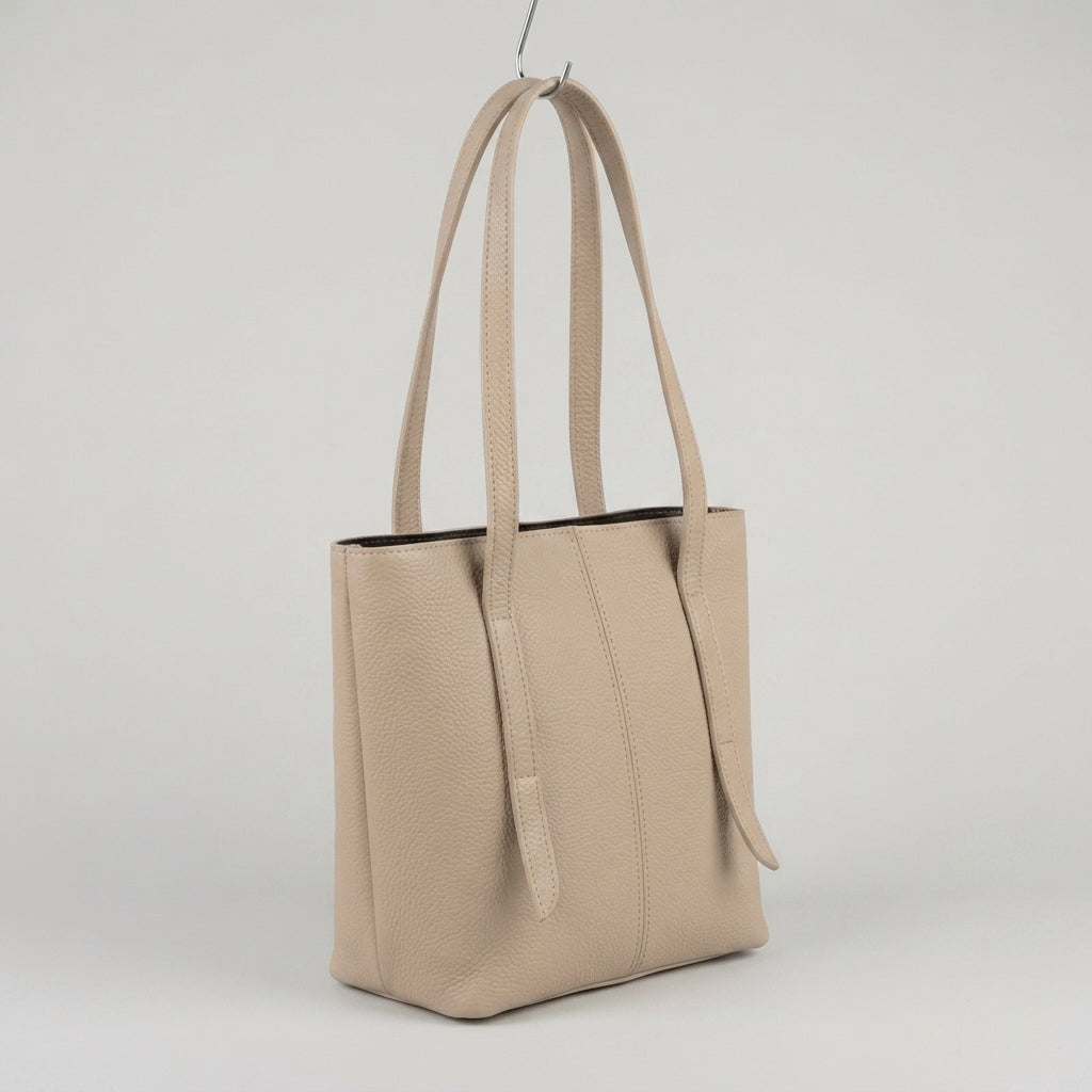 Minimalist Pebbled Shoulder Tote Bag