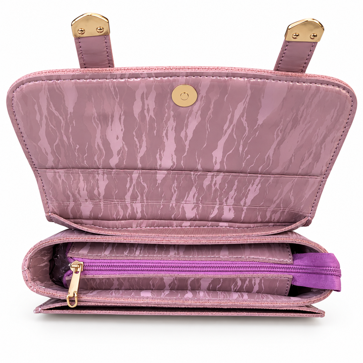 Textured Buckle Detail Satchel Handbag