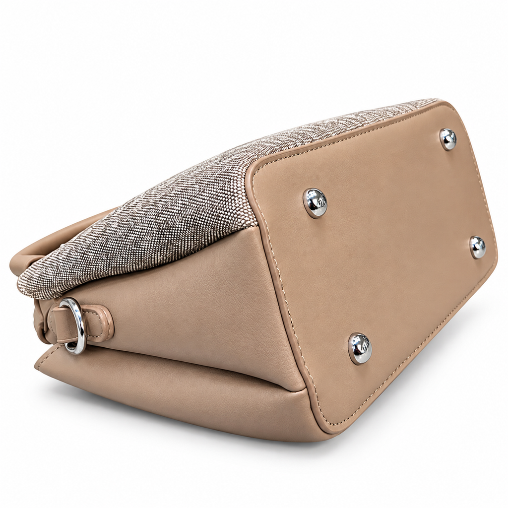 Imported Textured Top Handle Handbag